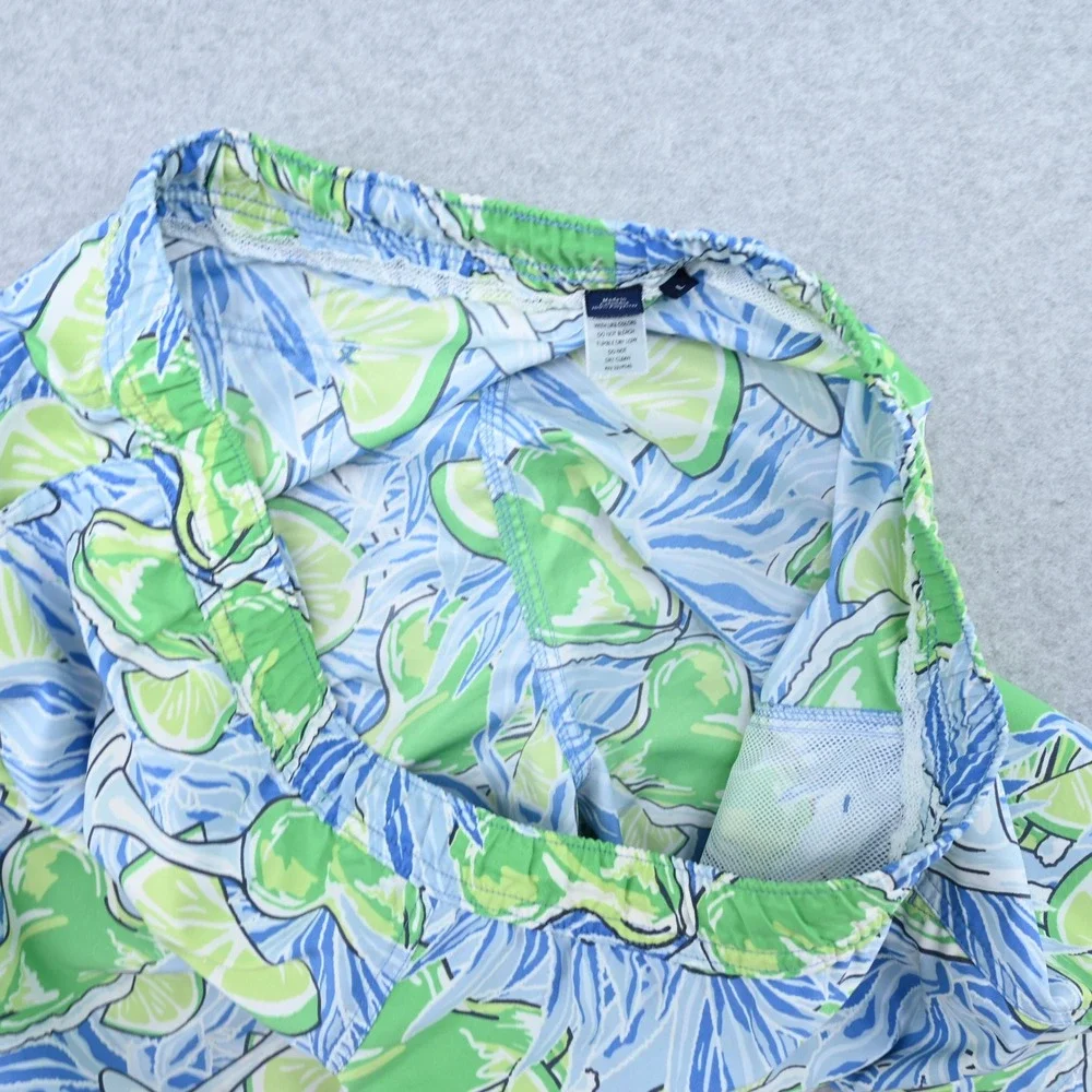 Vineyard Vines Chappy Swim Trunks Mens L Blue Green Margarita Lime Drink Print